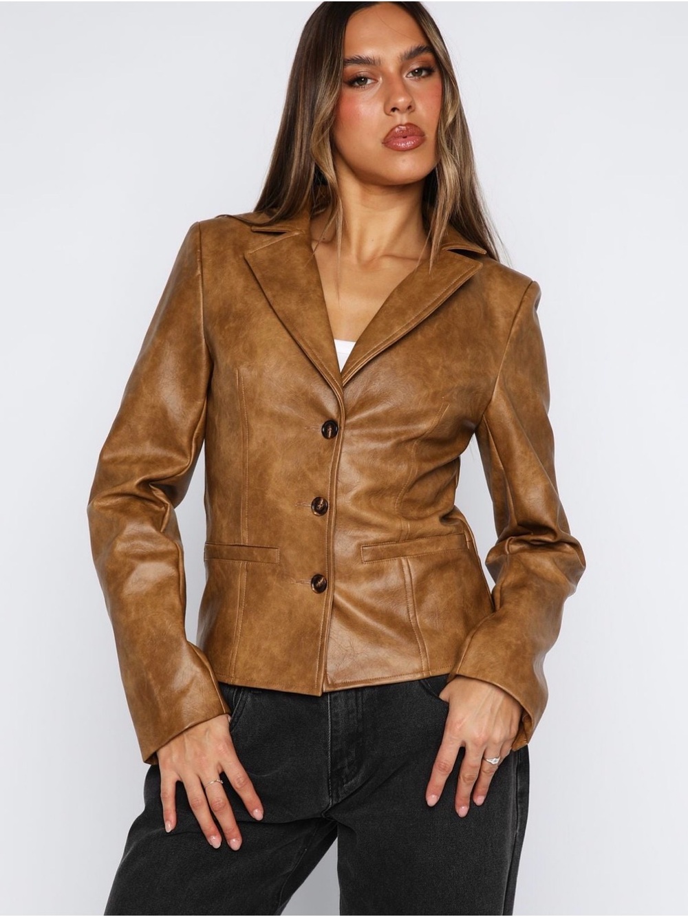 White Fox Boutique Classic Babe PU Jacket